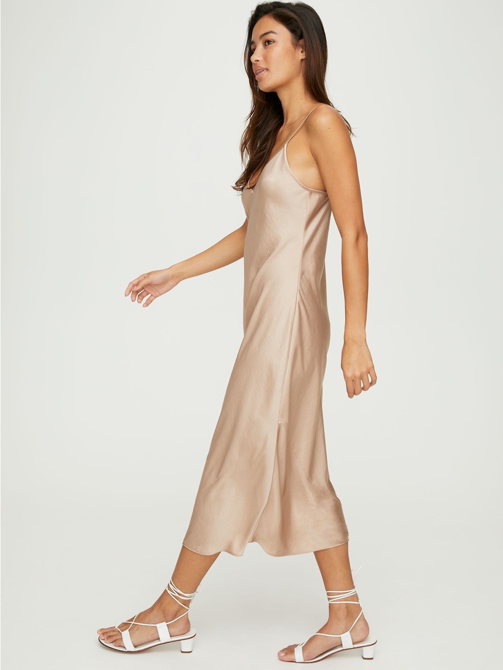 Wilfred Aritzia Satin Slip Dress in Champagne Beige size small